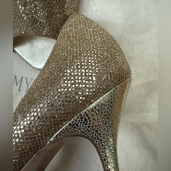 Jimmy Choo Gold Sparkle Heels - Picture 2 of 6